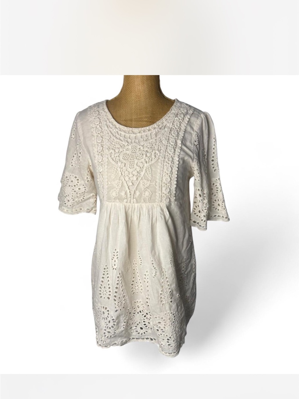 tea n rose White Eyelet Mini Dress